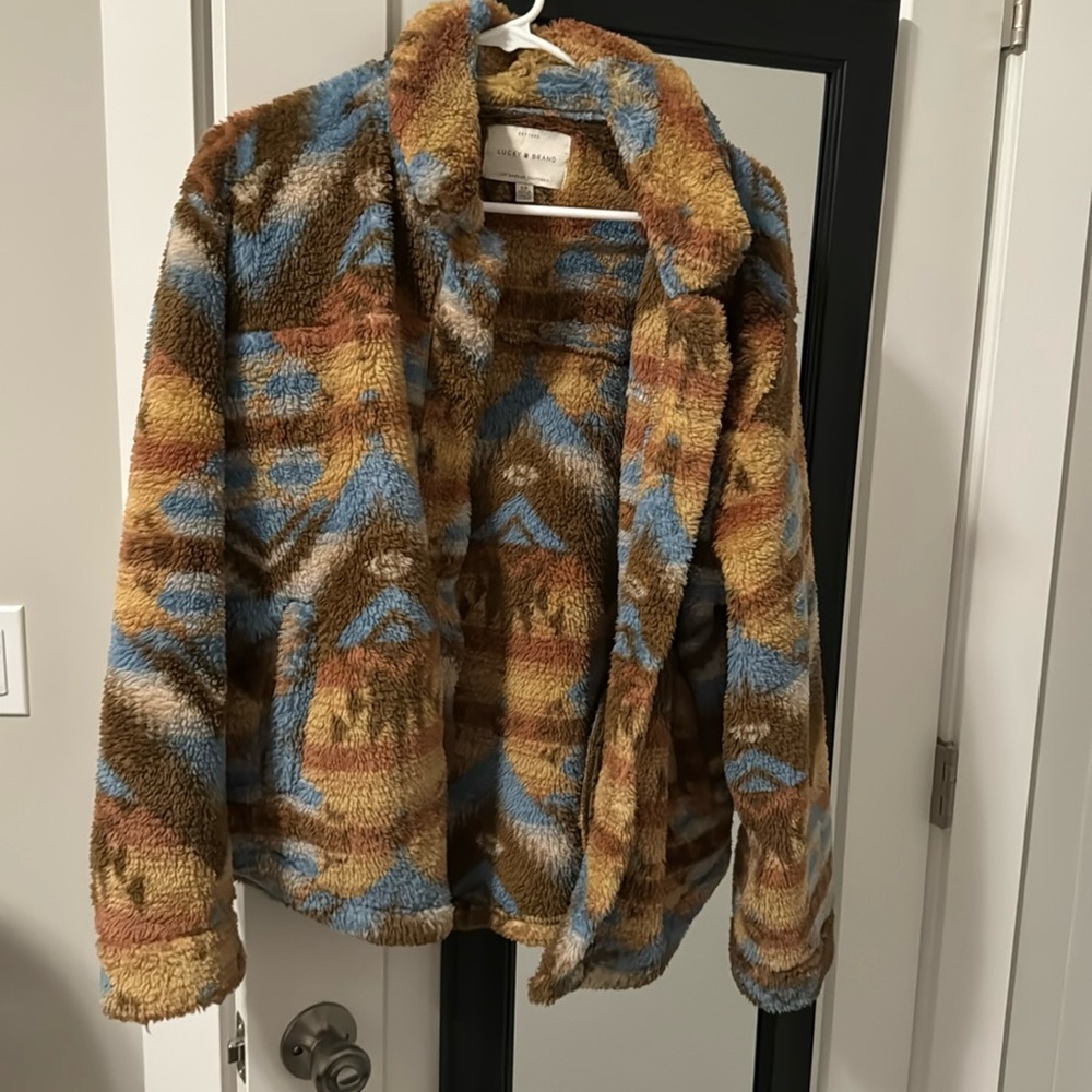 Women’s Lucky Brand Fuzzy Sweater/Flannel Jacket